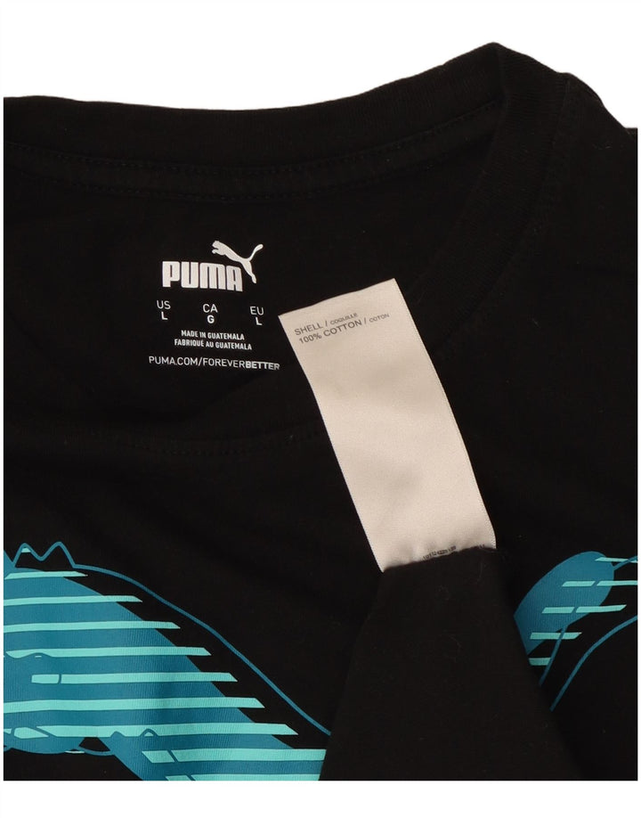 Puma Mens Graphic T-Shirt Top Large Black Cotton