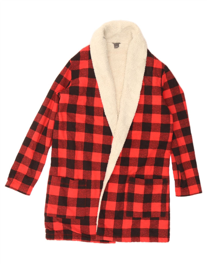 EDDIE BAUER Womens Sherpa Overcoat UK 10 Small Red Check Cotton Vintage Eddie Bauer and Second-Hand Eddie Bauer from Messina Hembry 