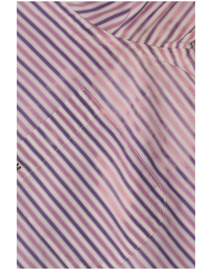 LACOSTE Mens Shirt Size 39 Medium Purple Striped Cotton