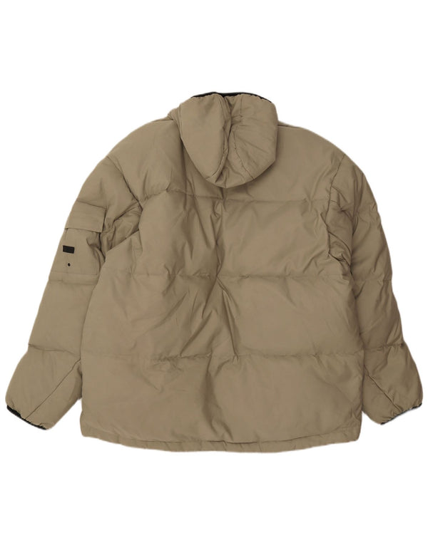 PEPE JEANS Mens Hooded Padded Jacket UK 40 Large Green Polyester