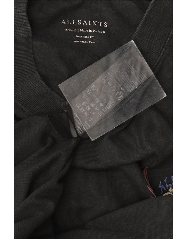 ALL SAINTS Mens Oversized Graphic T-Shirt Top Medium Black Cotton