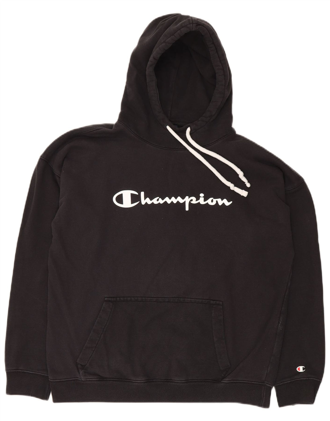 CHAMPION Mens Graphic Hoodie Jumper Medium Black Cotton