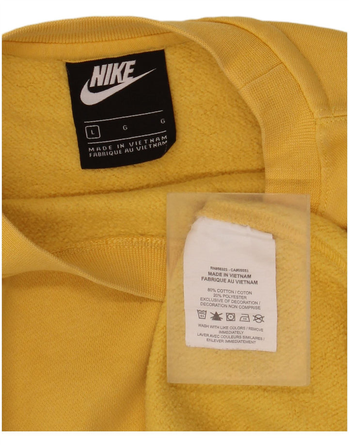 NIKE Mens Sweatshirt Jumper Large Yellow Cotton