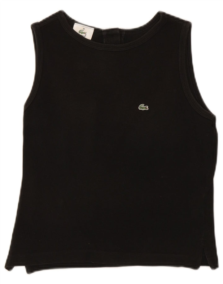 LACOSTE Womens Vest Top Size 40 Medium Black Cotton
