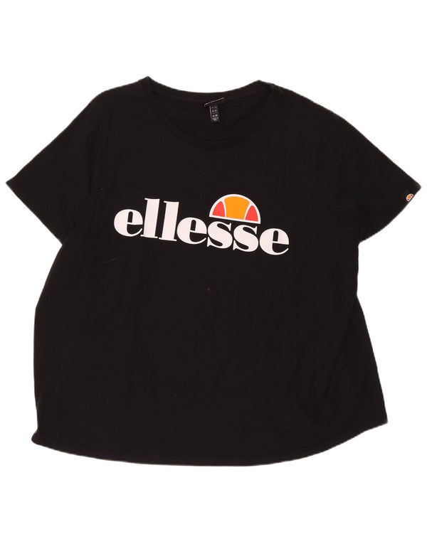 Ellesse Womens Graphic T-Shirt Top UK 26 5XL Black Cotton