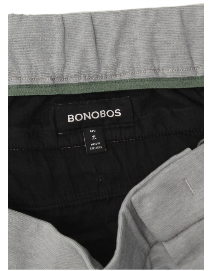 BONOBOS Mens Slim Chino Trousers XL W40 L29 Grey Polyester