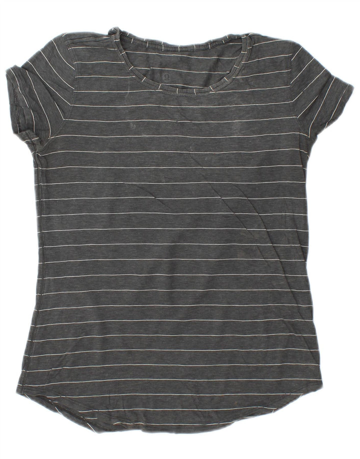 LULULEMON Womens T-Shirt Top UK 10 Small Grey Striped