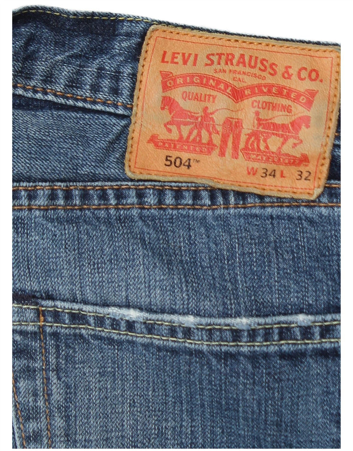 Levi's Mens 504 Straight Jeans W34 L32 Blue Cotton