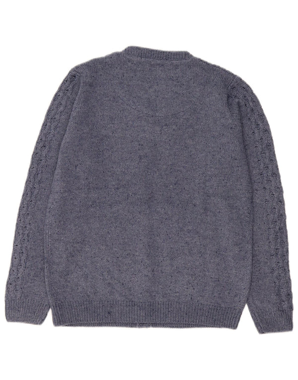 Vintage Womens Oversized Cardigan Sweater UK 10/12 Small Navy Blue Acrylic