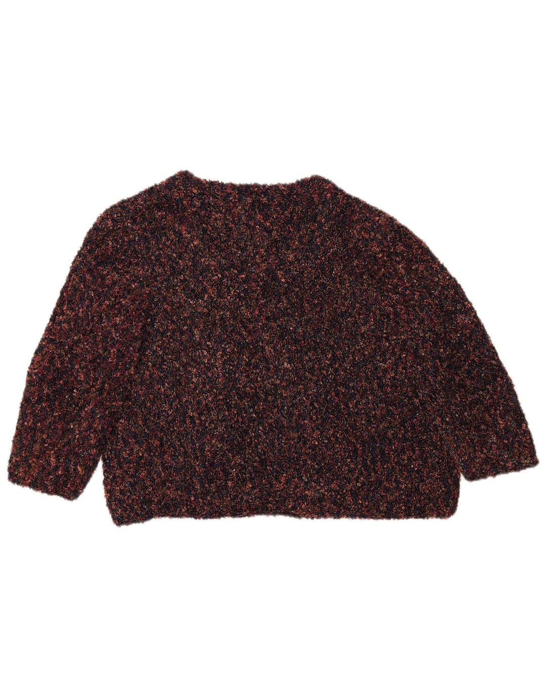 VINTAGE Womens Crop Cardigan Sweater UK 14 Medium Burgundy Flecked
