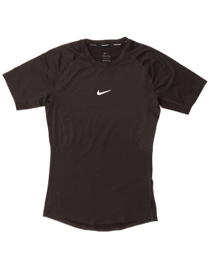 NIKE Womens Tight Fit T-Shirt Top UK 12 Medium Black Polyester
