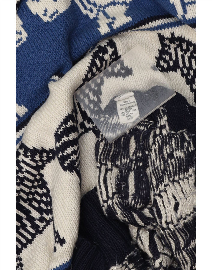 VINTAGE Womens Crew Neck Jumper Sweater UK 18 XL Navy Blue Animal Print