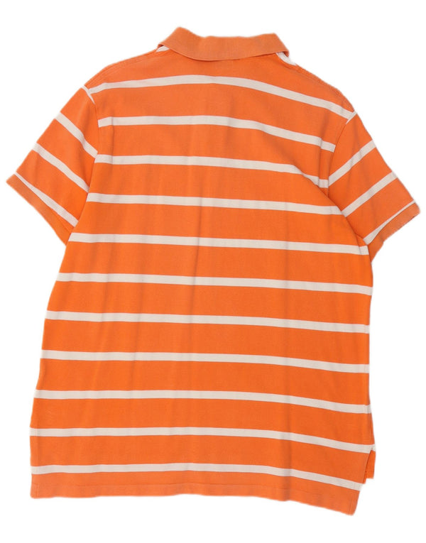 POLO RALPH LAUREN Mens Polo Shirt XL Orange Striped Cotton