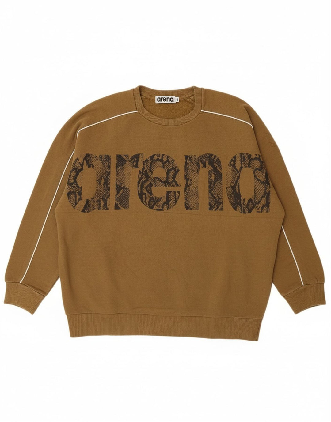 Arena Mens Graphic Sweatshirt Jumper Large Khaki Cotton