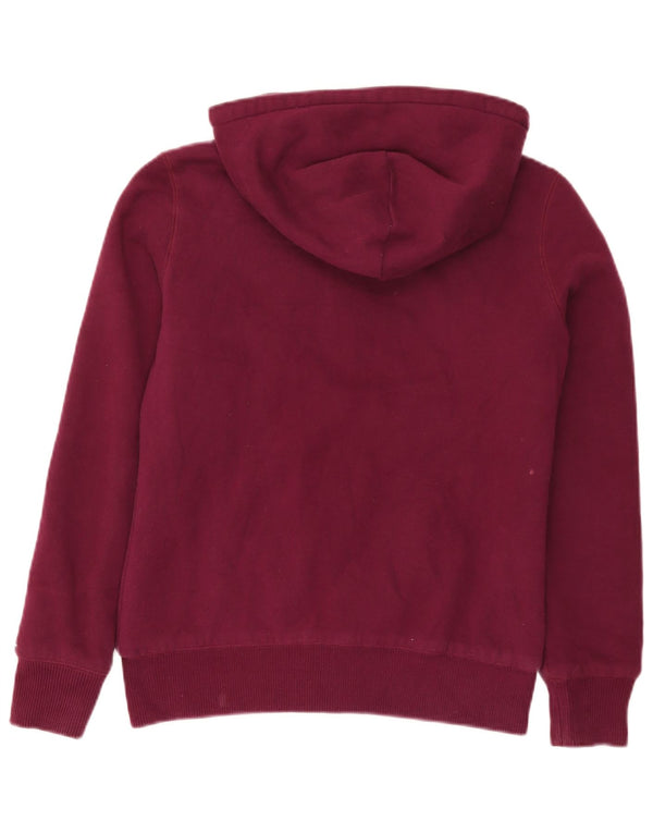 Tommy Hilfiger Womens Graphic Sherpa Zip Hoodie Sweater UK 14 Medium Maroon