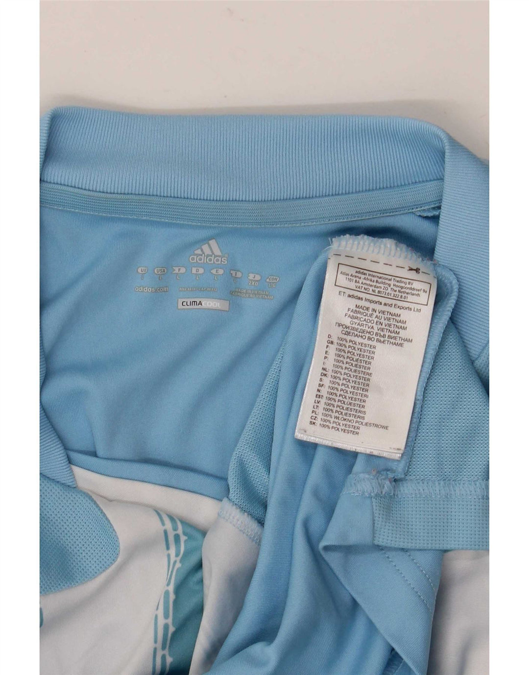 Adidas Mens Climacool T-Shirt Top Large Blue Striped Polyester