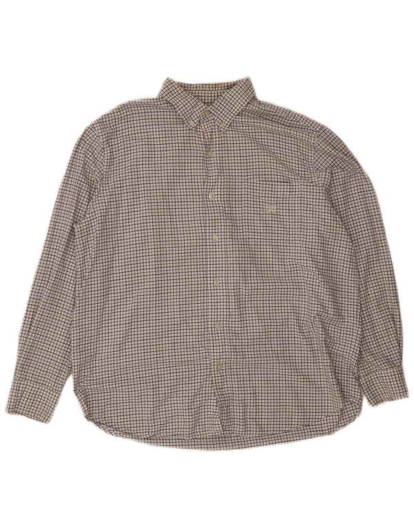Chaps Mens Regular Fit Shirt XL White Check Cotton