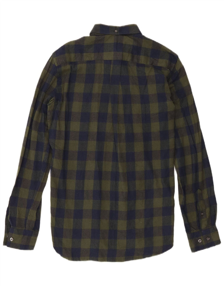 French Connection Mens Flannel Shirt Small Green Check Cotton