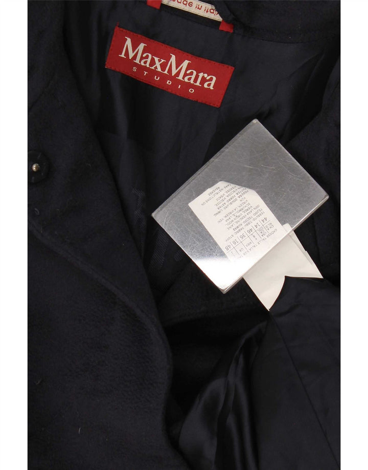 Max Mara Womens Overcoat UK 16 Large  Navy Blue Virgin Wool