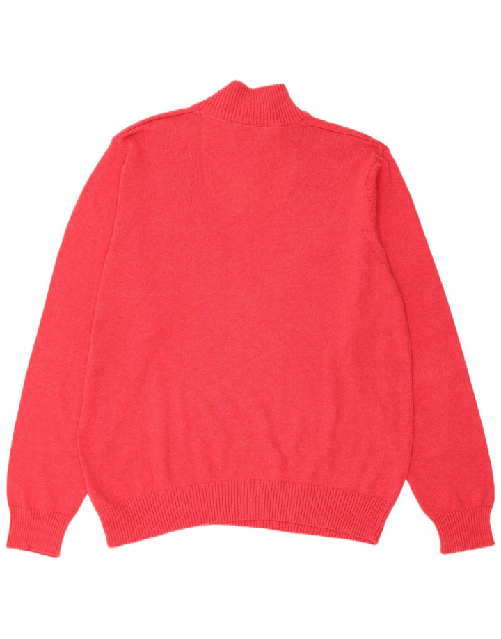 Marks & Spencer Mens Regular Fit Zip Neck Jumper Sweater Large Red Cotton