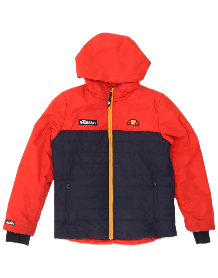 Ellesse Boys Hooded Padded Jacket 10-11 Years Red Colourblock Polyester