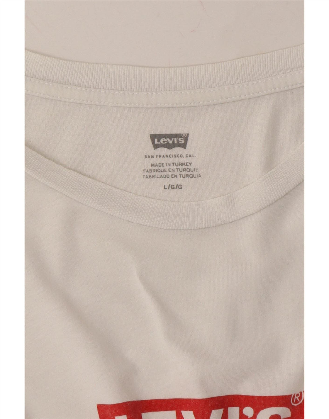 LEVI'S Mens Graphic T-Shirt Top Large White Cotton Vintage Levi's and Second-Hand Levi's from Messina Hembry 
