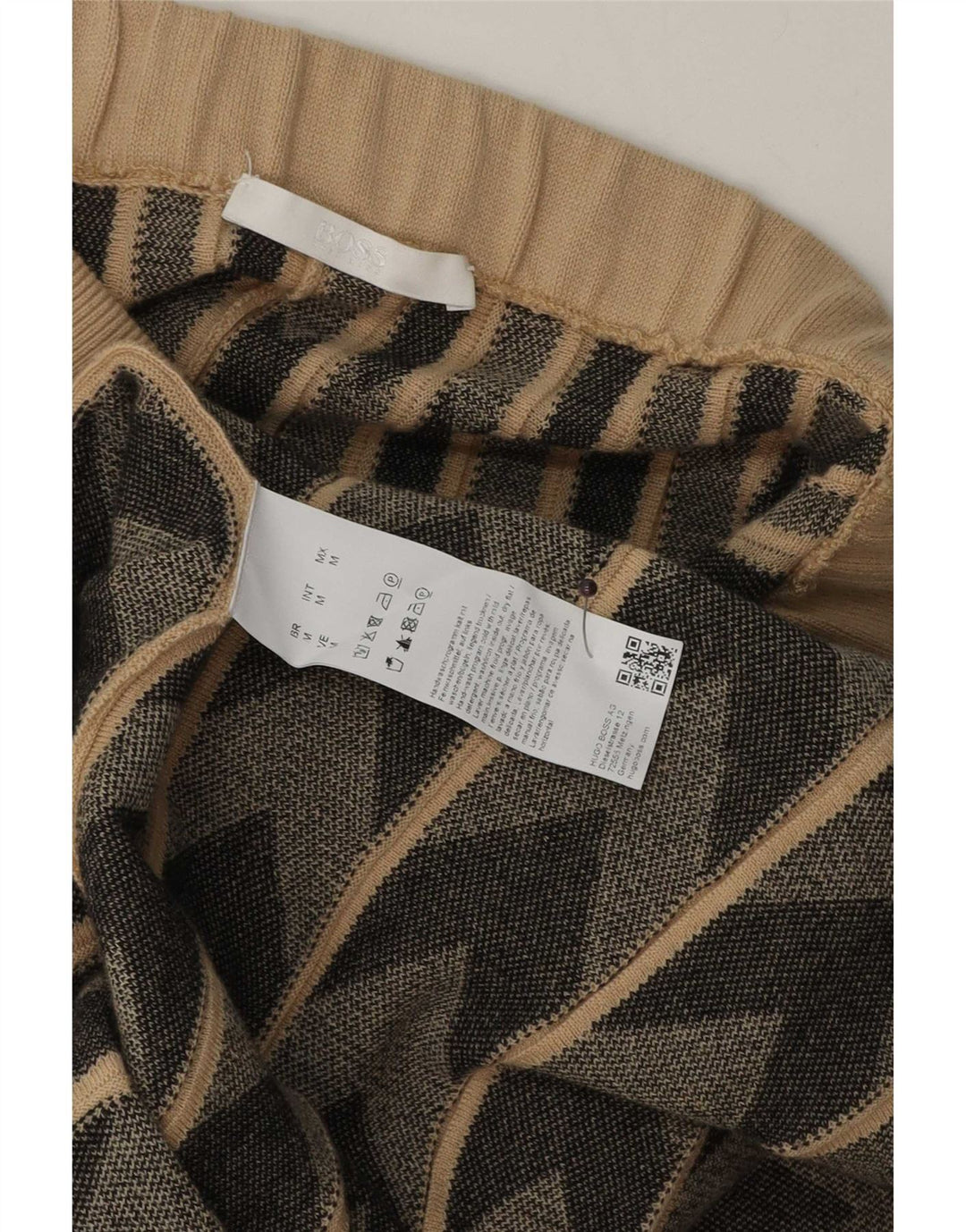 Hugo Boss Womens Knit Flared Skirt Medium W30 Beige Geometric Wool