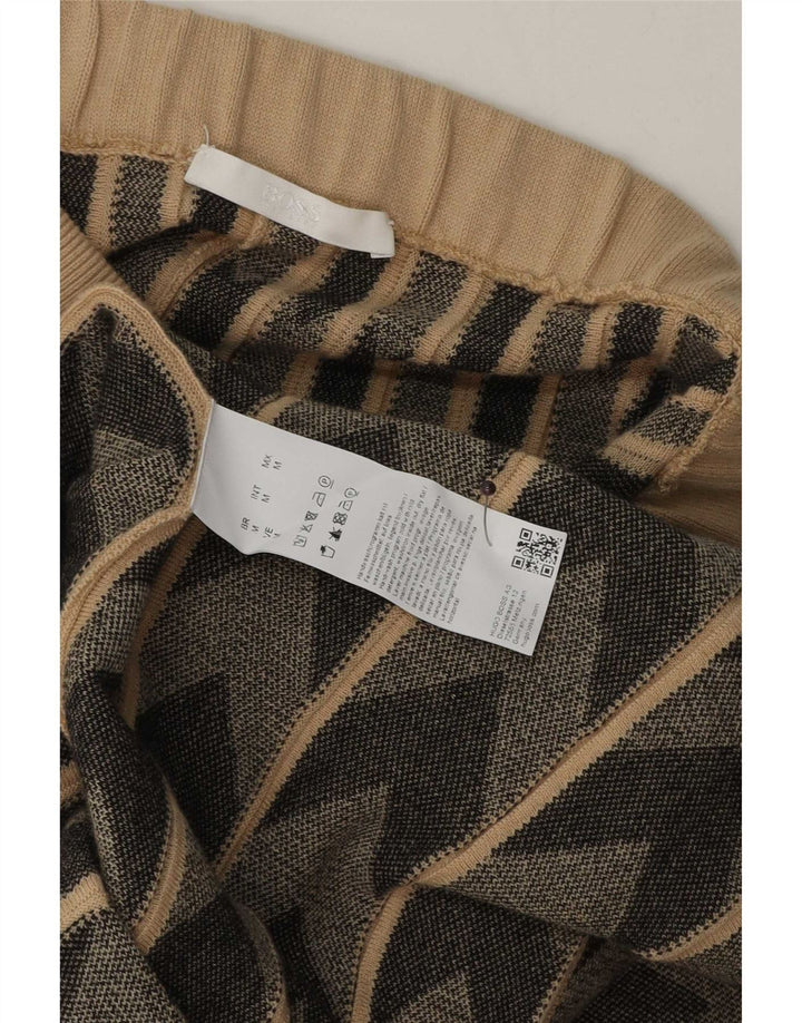 Hugo Boss Womens Knit Flared Skirt Medium W30 Beige Geometric Wool