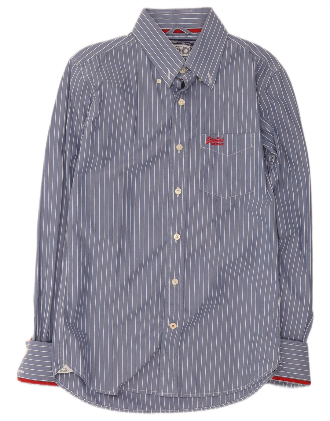 Superdry Mens Shirt Medium Blue Striped Cotton