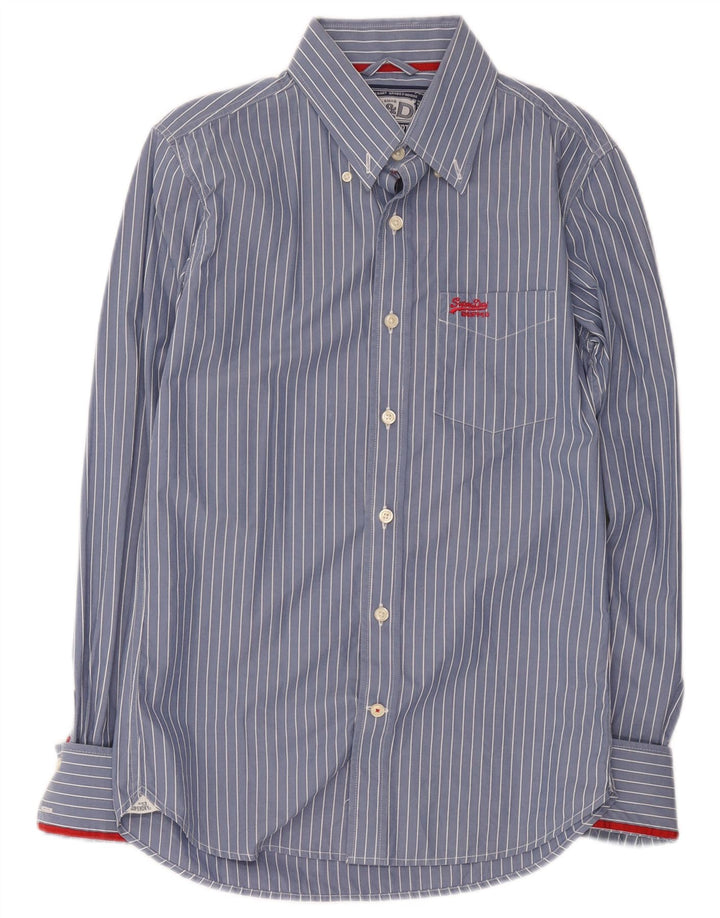 Superdry Mens Shirt Medium Blue Striped Cotton
