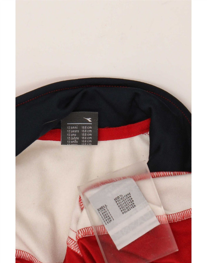 Diadora Boys Tracksuit Top Jacket 12-13 Years Red Colourblock Polyester