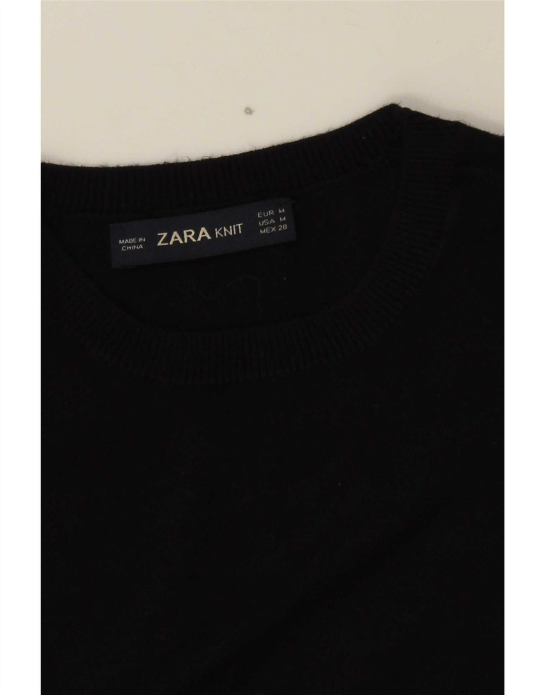 Zara Womens Crew Neck Jumper Sweater UK 12 Medium Navy Blue