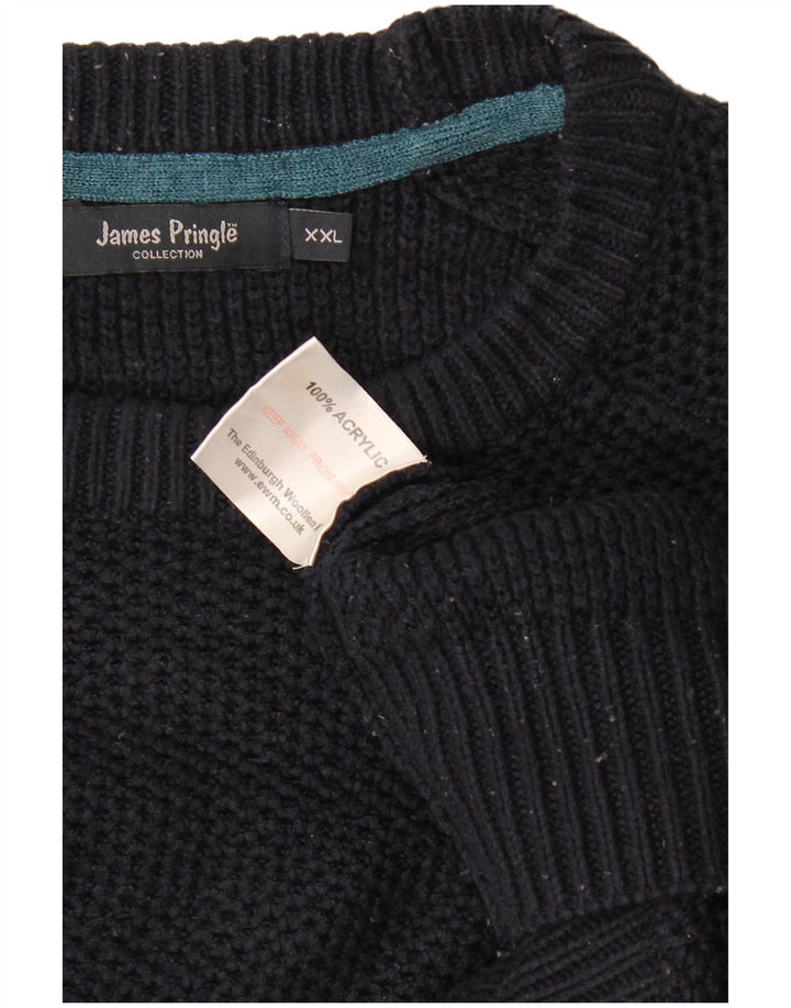 JAMES PRINGLE Mens Crew Neck Jumper Sweater 2XL Navy Blue Acrylic