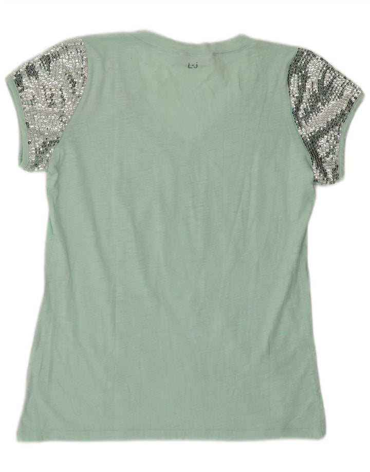 Liu Jo Womens Graphic T-Shirt Top UK 12 Medium Green Modern
