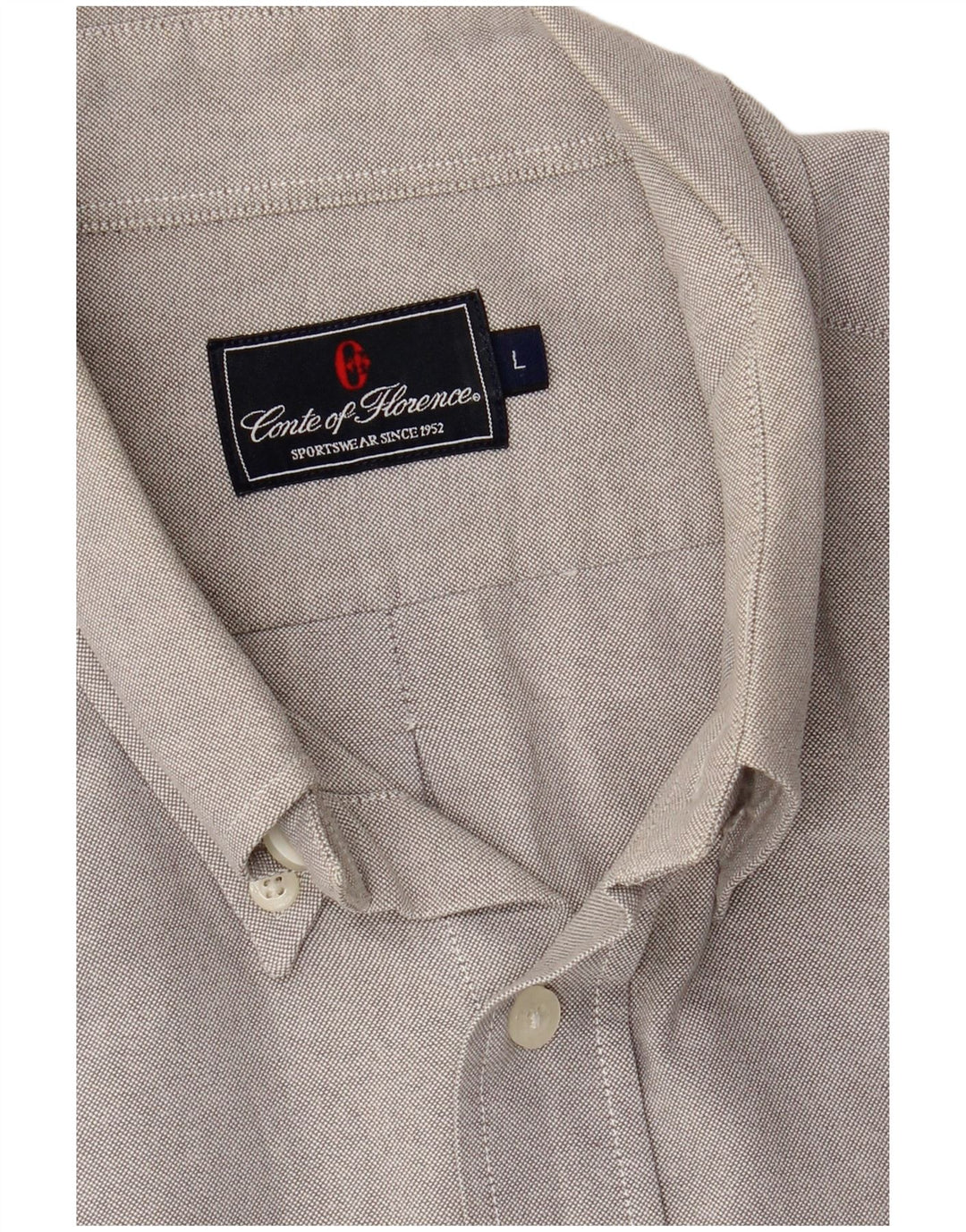 CONTE OF FLORENCE Mens Shirt Large Grey Cotton