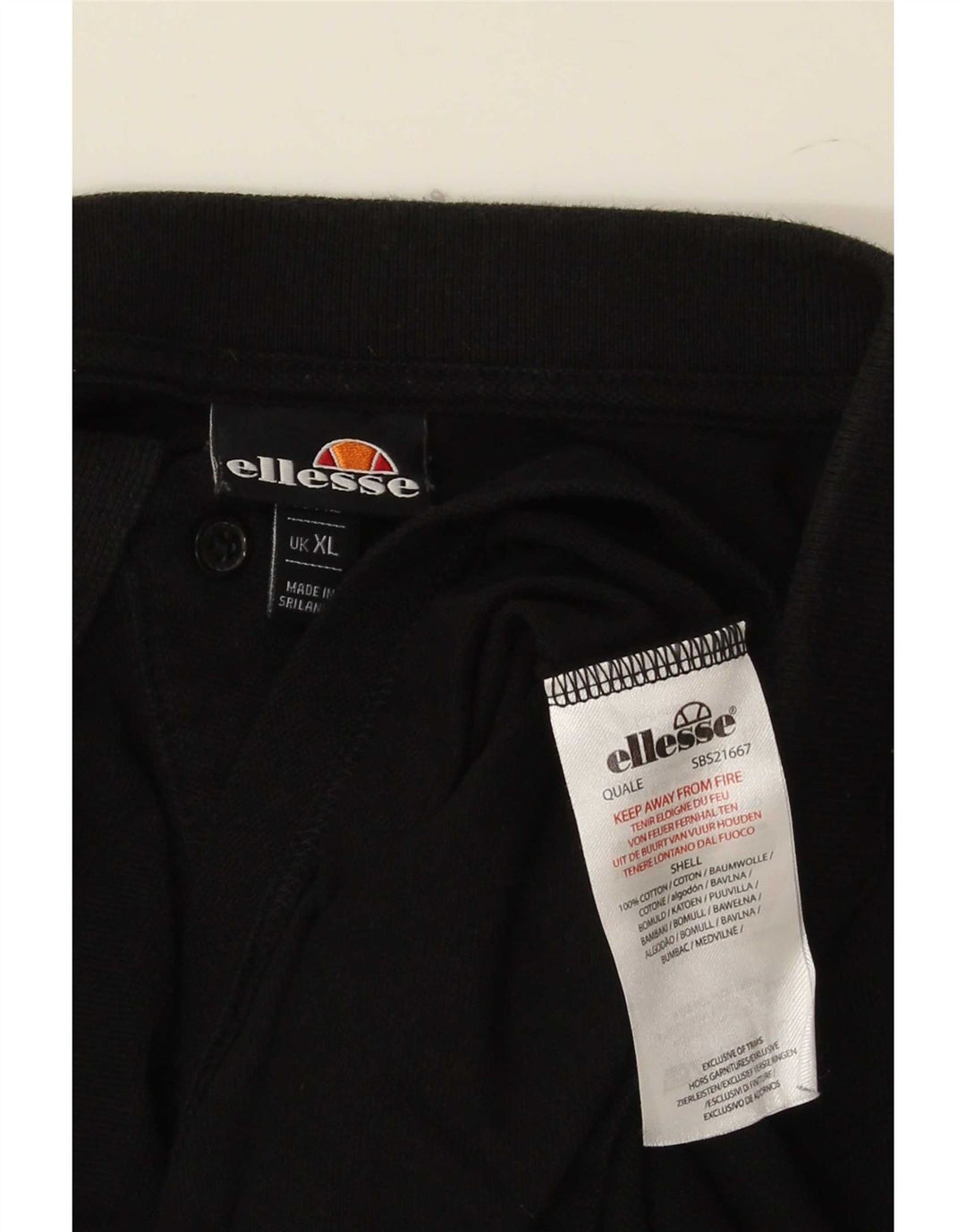 Ellesse Mens Polo Shirt XL Black Cotton