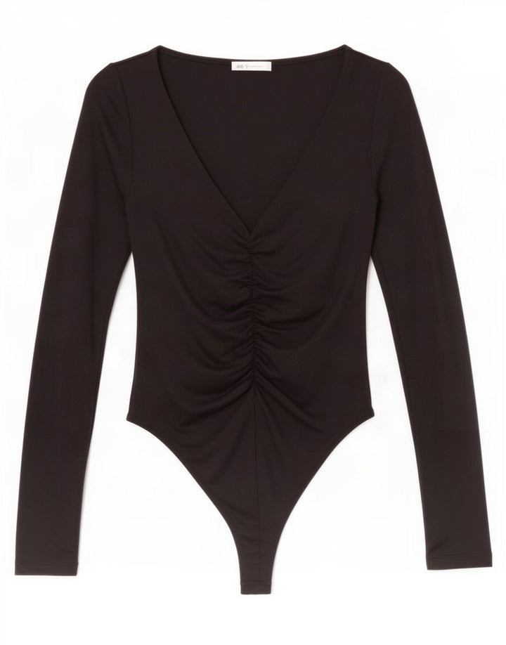 Zara Womens Bodysuit UK 12 Medium Black Polyamide