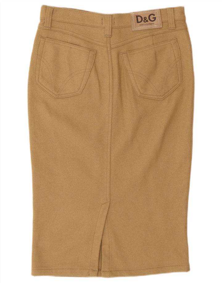 Dolce & Gabbana Womens Pencil Skirt IT 44 Medium W30  Beige Wool