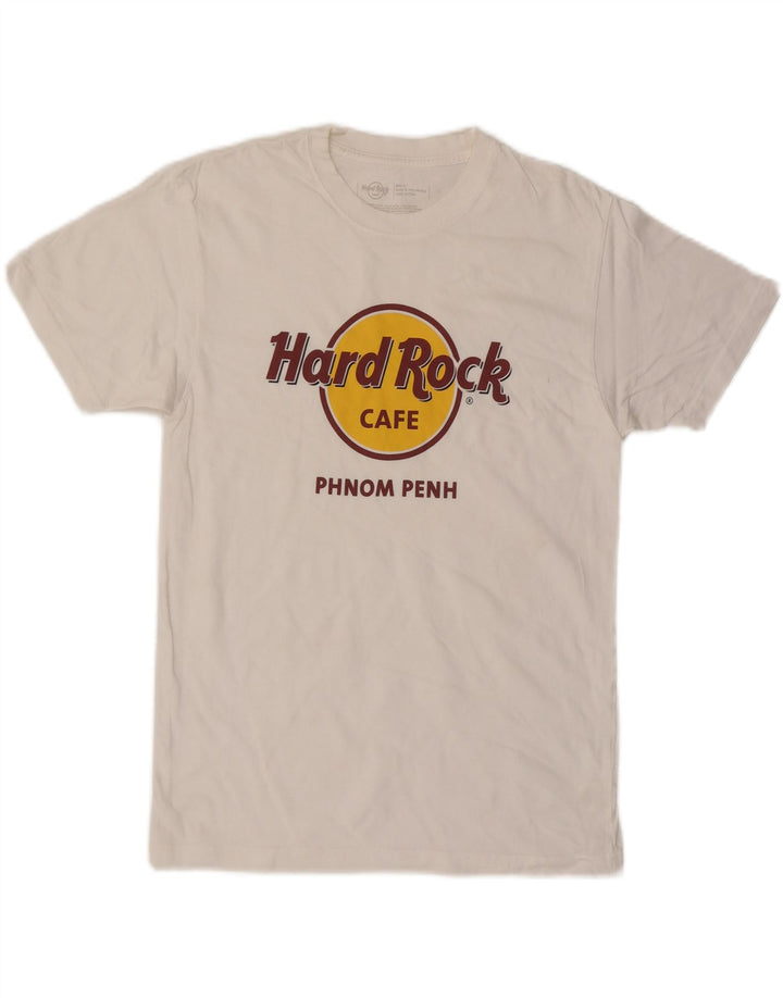 HARD ROCK CAFE Mens Phnom Penh Graphic T-Shirt Top Small White Cotton