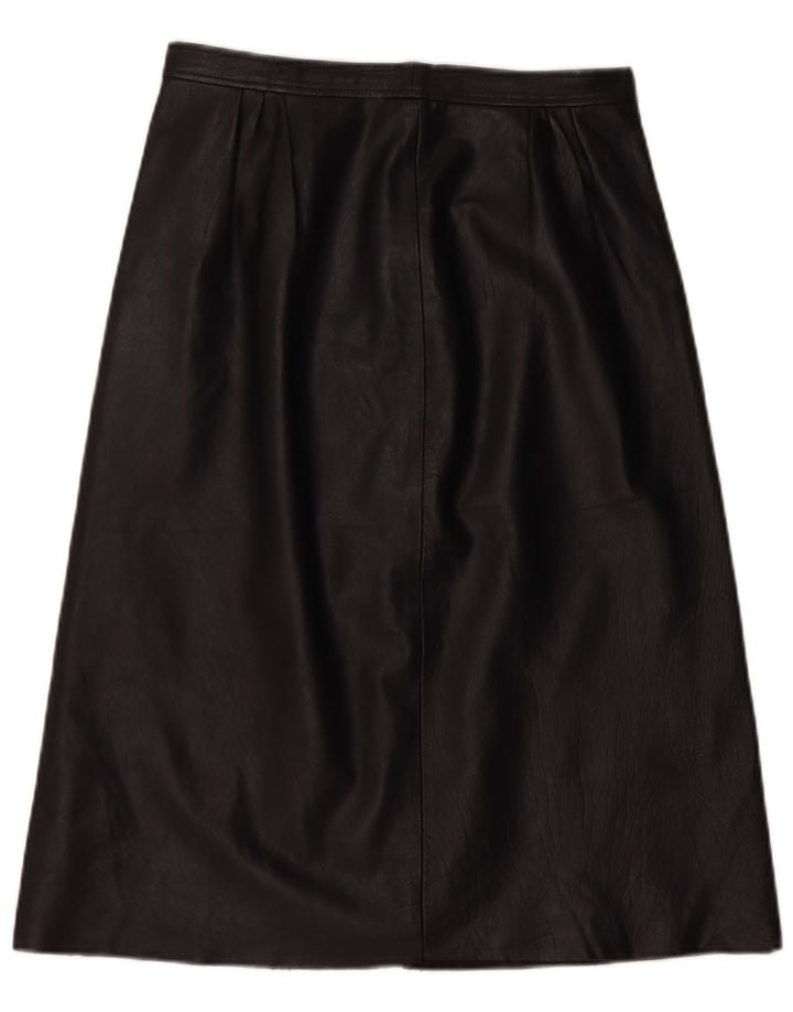 Vintage Womens Leather Skirt W28 Medium Black