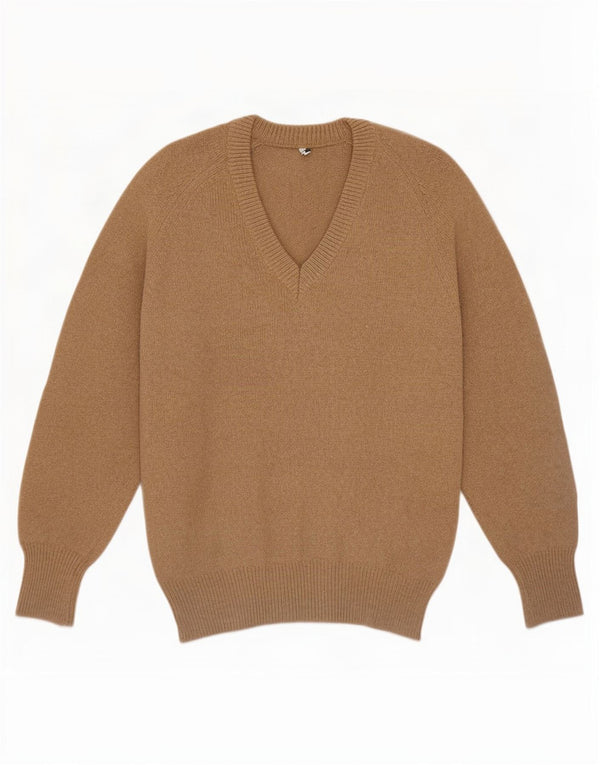Vintage Mens V-Neck Jumper Sweater IT 52 Large Brown