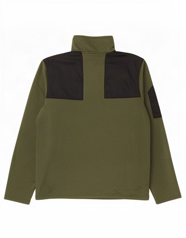 The North Face Mens Zip Neck Sweatshirt Jumper Small Khaki Colourblock