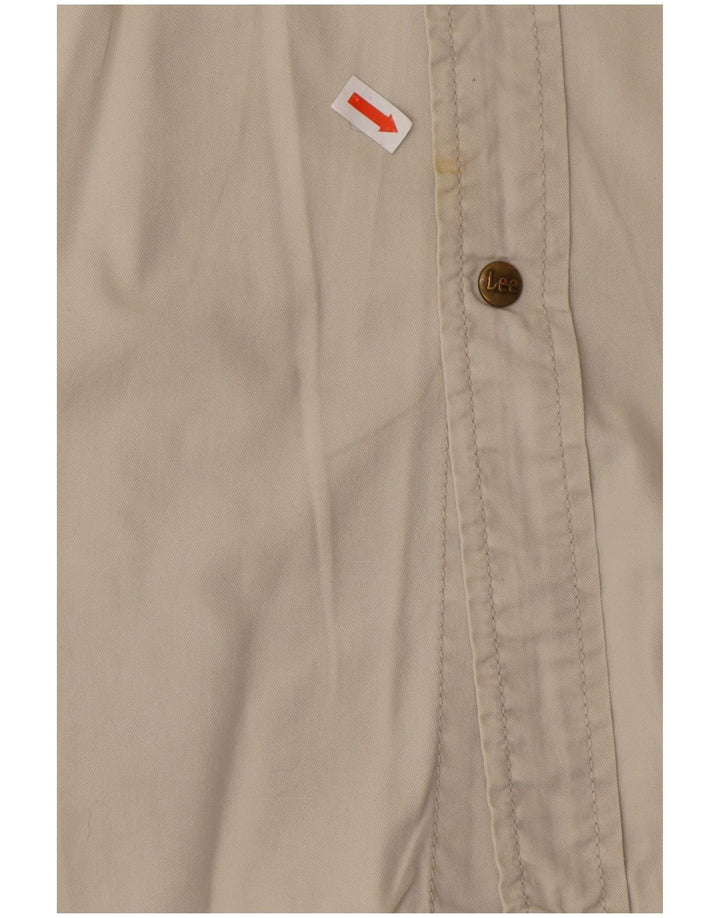 LEE Mens Shirt Large Beige Cotton Western