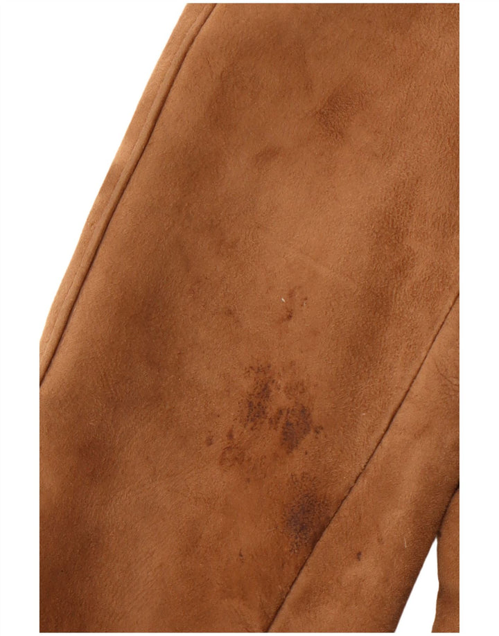 HEA TONA Womens Shearling Coat UK 14 Medium Brown Acrylic