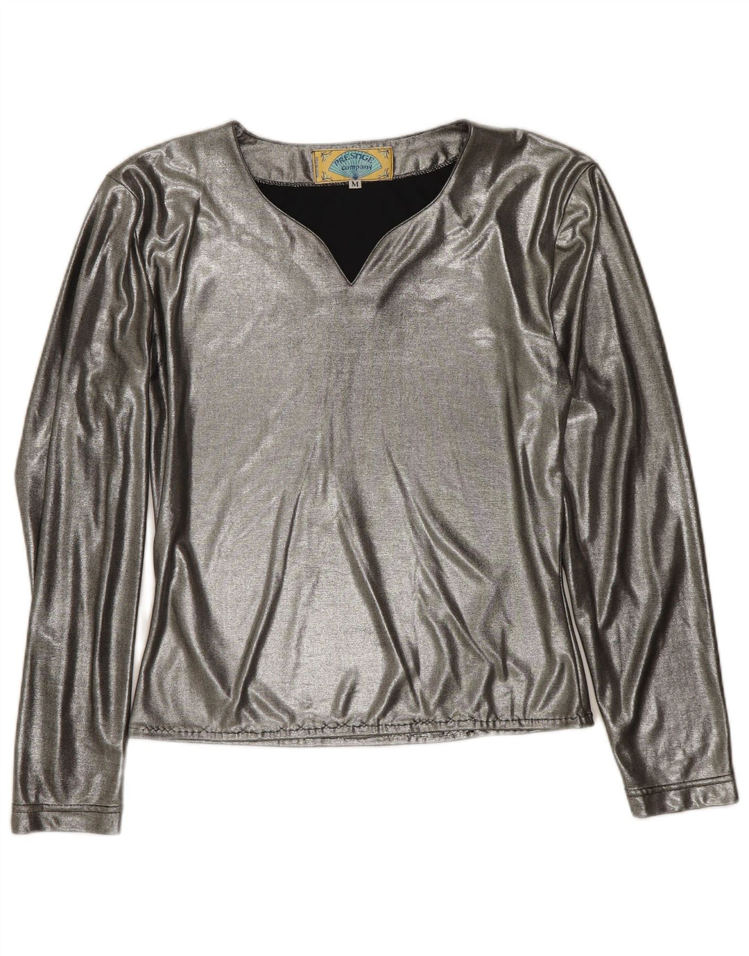 Prestige Womens Long Sleeve Blouse Top UK 12 Medium Silver Polyester