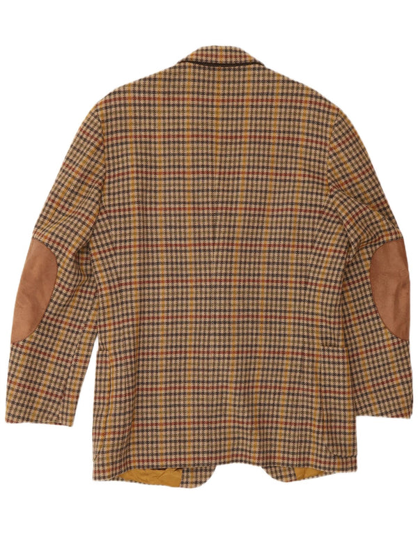 Henry Cottons Mens 2 Button Blazer Jacket IT 48 Medium Brown Houndstooth