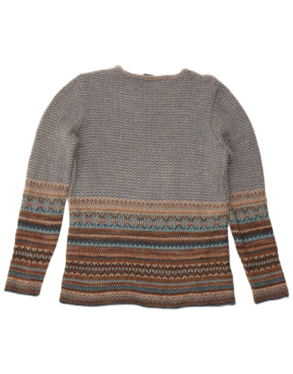 WALBUSCH Womens Crew Neck Jumper Sweater EU 40 Medium Blue Fair Isle