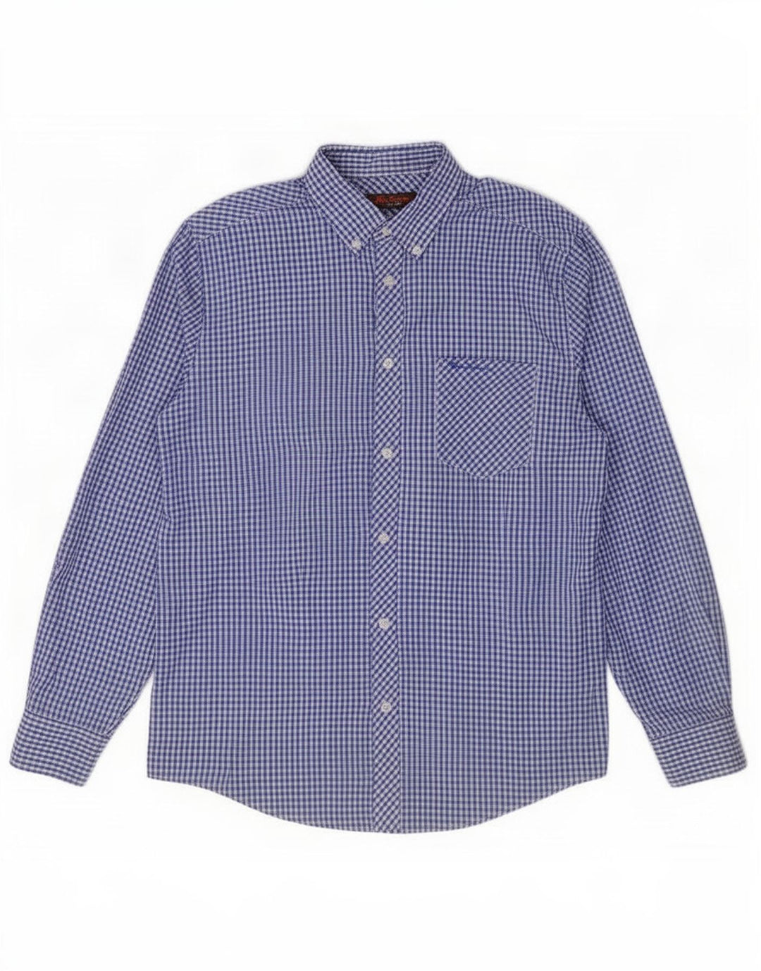 Ben Sherman Mens Shirt Medium Blue Gingham Cotton