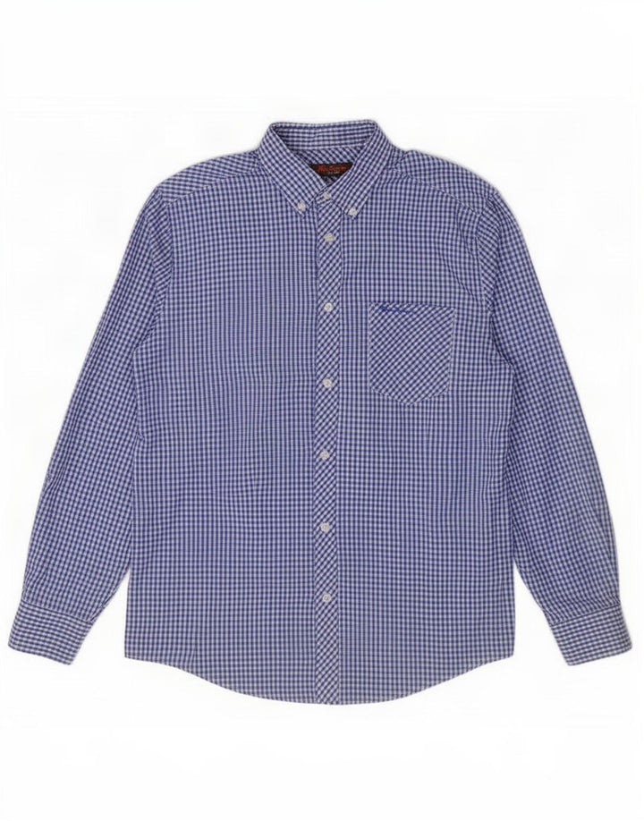 Ben Sherman Mens Shirt Medium Blue Gingham Cotton