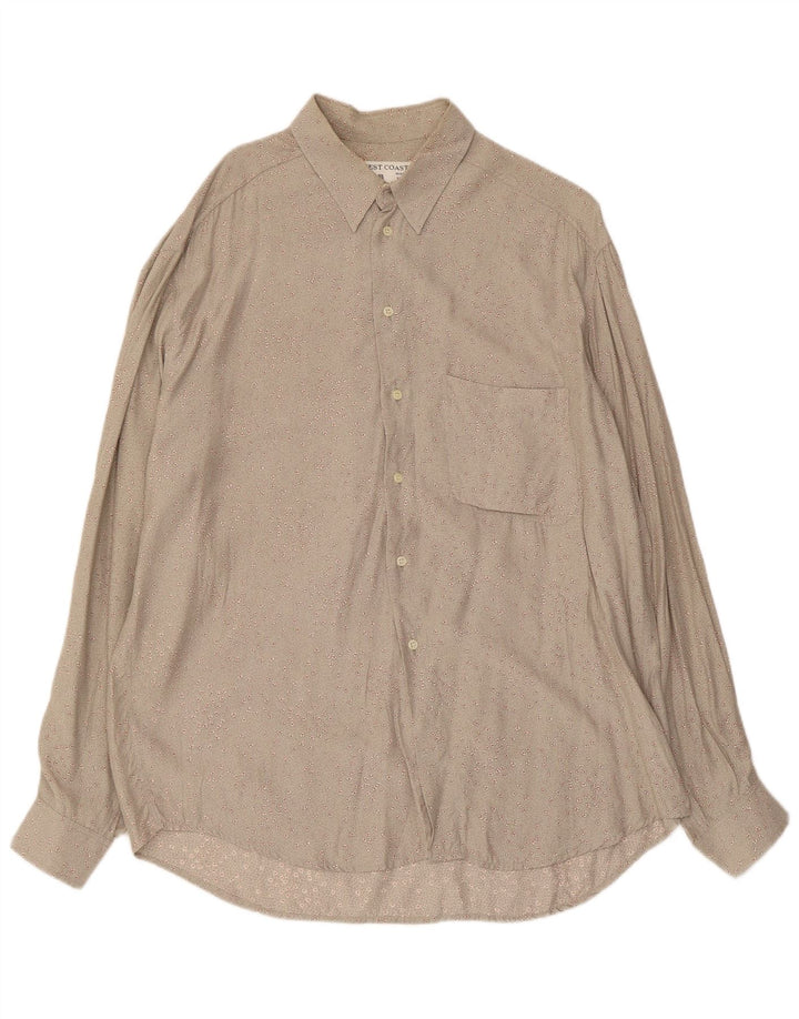WEST COAST Mens Shirt Large Grey Floral